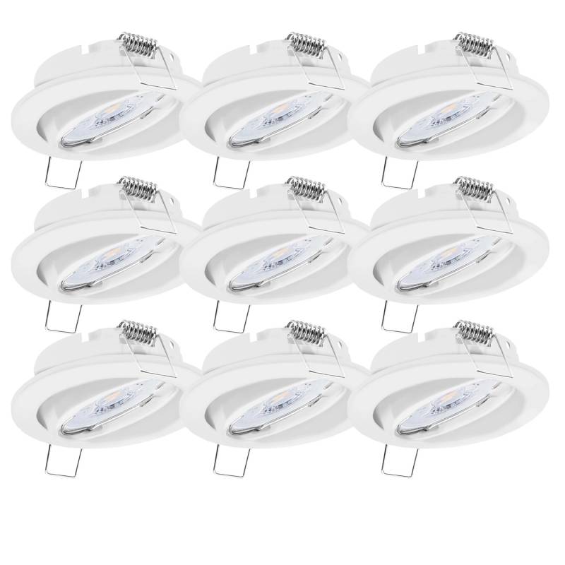 Oktaplex 9er Set Einbauleuchte Dijon inkl. LED Modul Warmweiß 1,9W 345lm Deckenspot Schwenkbar Weiß von Oktaplex lighting