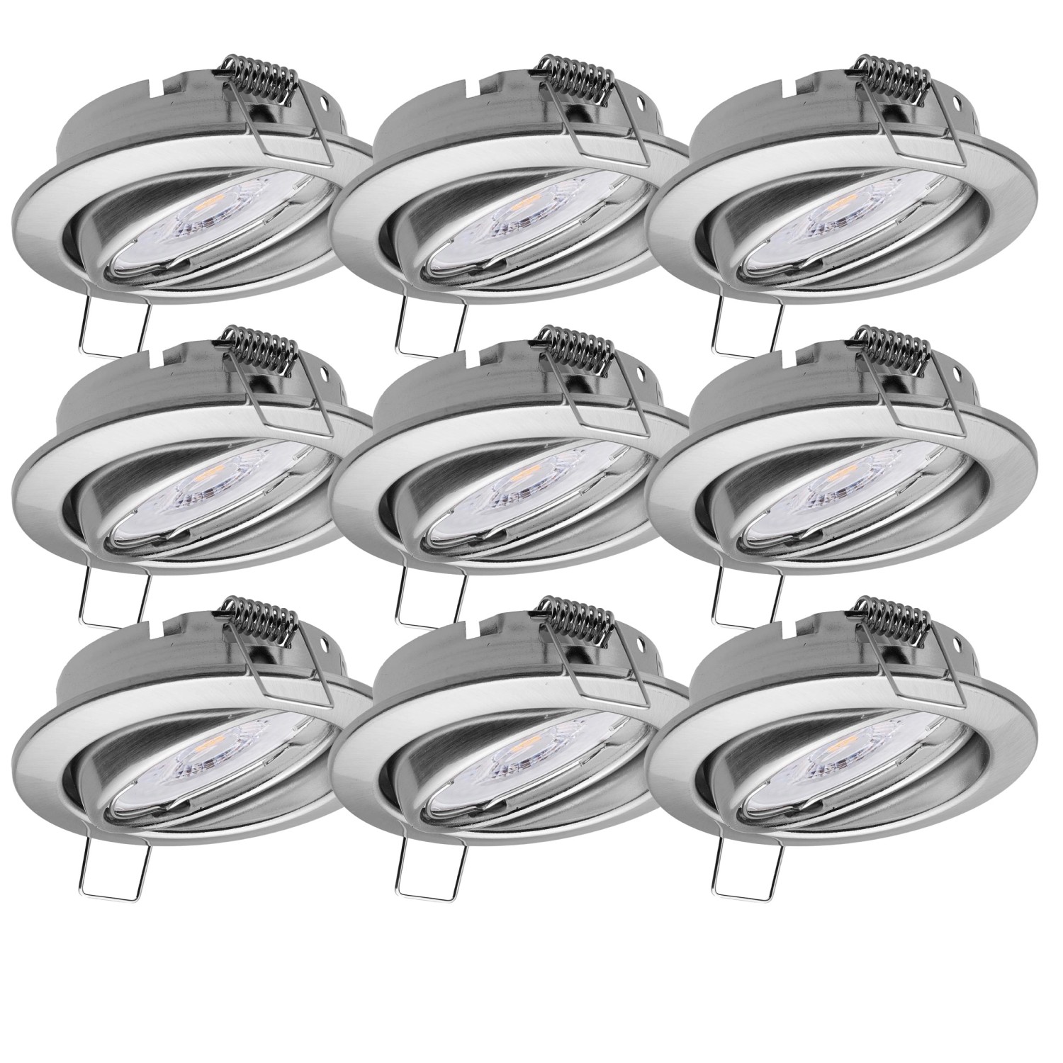 Oktaplex 9er Set Einbauspot Dijon inkl. LED Modul Warmweiß 1,9W 345lm Deckenstrahler Schwenkbar Edelstahl Gebürstet Oktaplex 9er Set Einbauspot Dijon inkl. LED Modul Warmweiß 1,9W 345lm Deckenstrahler Schwenkbar Edelstahl Gebürstet von Oktaplex lighting