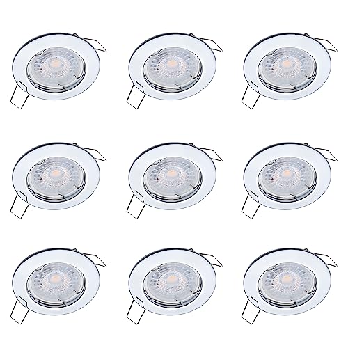 Oktaplex 9er Set LED Spots - 3 Stufen dimmbar - 4,8W 2700K 230V 380lm Warmweiß 110° - Deckenspot Chrom Lochmaß 60mm Deckenstrahler Sedan von Oktaplex lighting