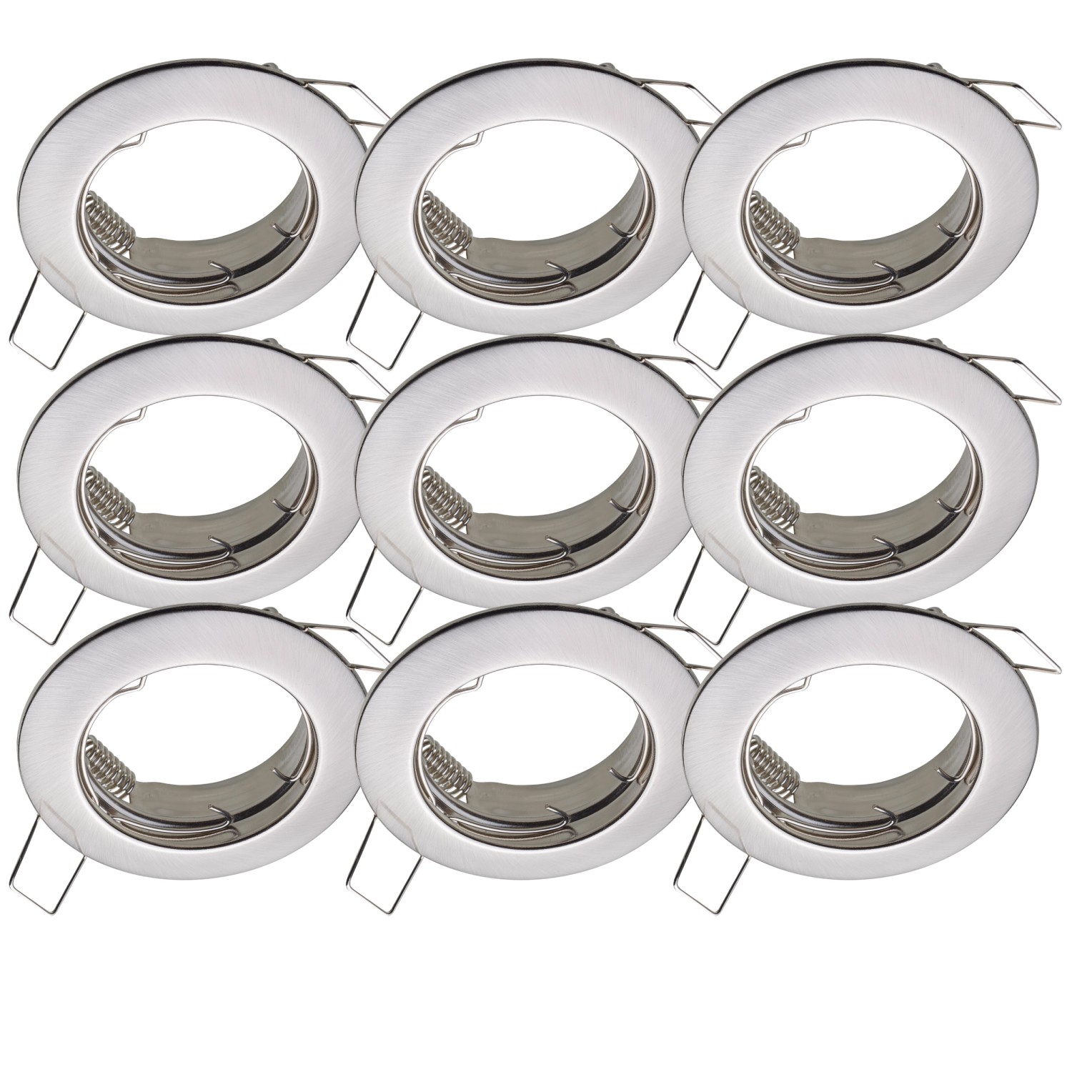 Oktaplex 9er Set Spot Rahmen Sedan für LED-Module 50mm Deckeneinbaustrahler Gebürstete Edelstahloptik von Oktaplex lighting