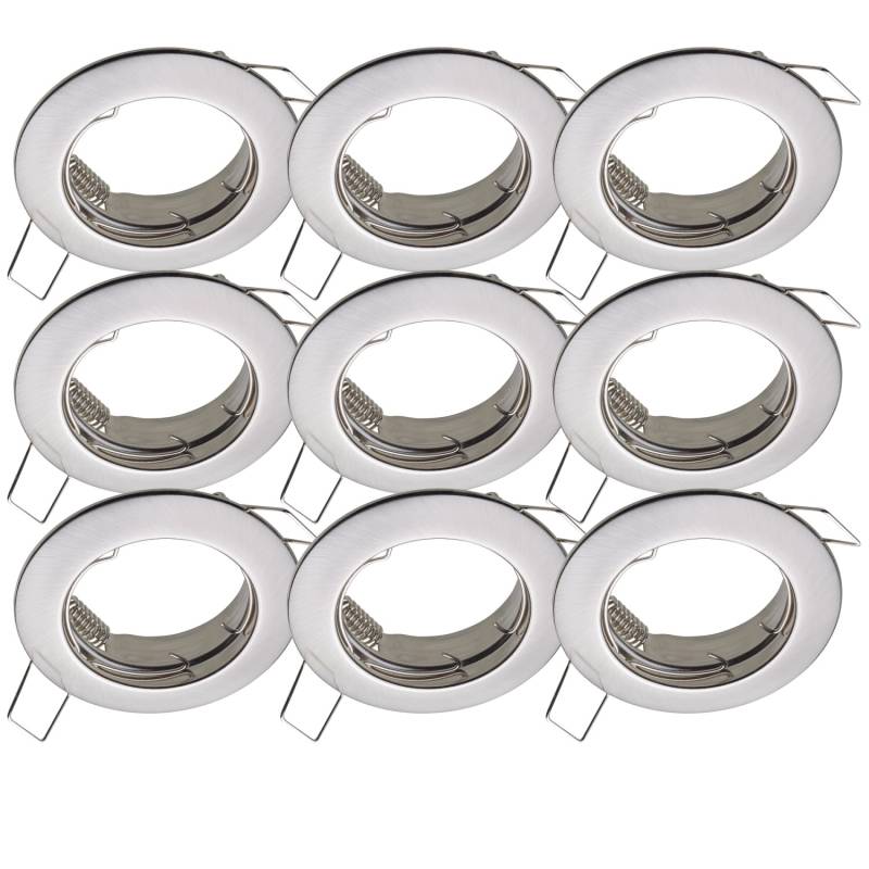 Oktaplex 9er Set Spot Rahmen Sedan für LED-Module 50mm Deckeneinbaustrahler Gebürstete Edelstahloptik von Oktaplex lighting