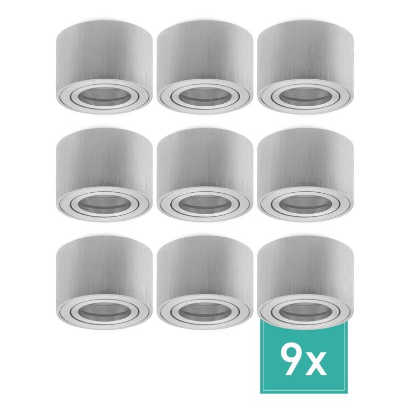 Oktaplex 9er Set Spots Modern Lile S für LED-Module Deckenstrahler Spotrahmen 230V Aluminium Gebürstet von Oktaplex lighting