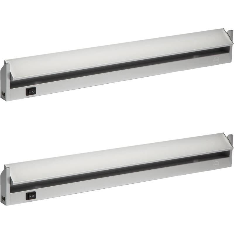Oktaplex Aluminium Unterbauleuchte 60cm 2er Set 90 Grad Schwenkbar Neutralweiß 230V mit Schalter von Oktaplex lighting