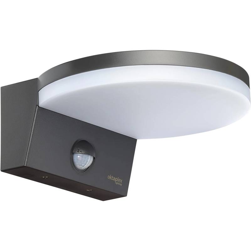 Oktaplex Außenleuchte mit Bewegungsmelder Ros IP65 Warmweiß 1300lm 14,6W Anthrazit von Oktaplex lighting