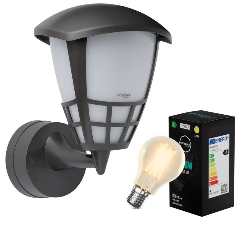 Oktaplex Bel Außenlampe mit E27 Leuchtmittel Warmweiß Außenleuchte 230V IP54 Anthrazit von Oktaplex lighting