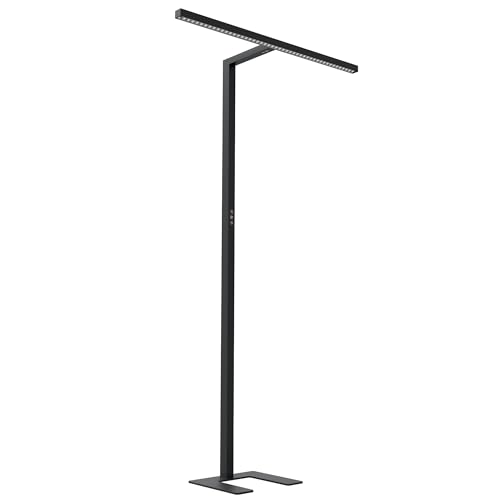 Oktaplex Büro Stehleuchte Lund dimmbar mit Präsenzsensor 10800lm Büroleuchte 2700K-5700K Aluminium Monitorlampe schwarz 80W von Oktaplex lighting