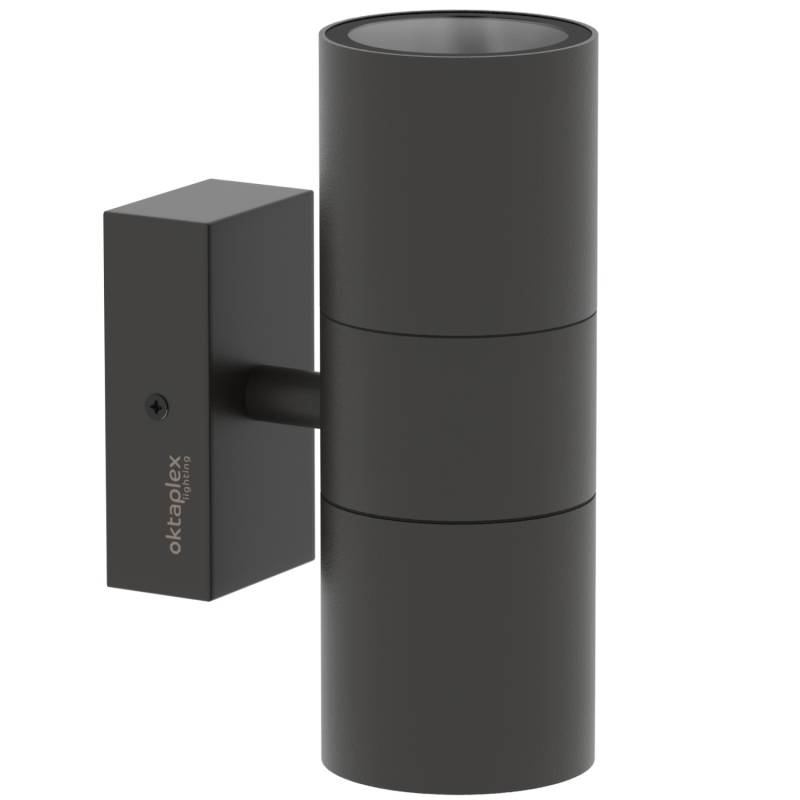 Oktaplex Chile Außenwandleuchte Edelstahl 2x GU10 Fassung 230V IP44 Anthrazit von Oktaplex lighting