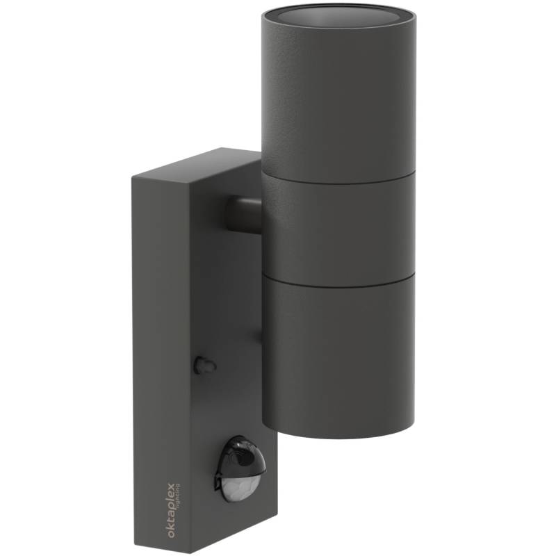 Oktaplex Chile Außenwandleuchte mit Bewegungsmelder Edelstahl 2x GU10 Fassung Anthrazit von Oktaplex lighting