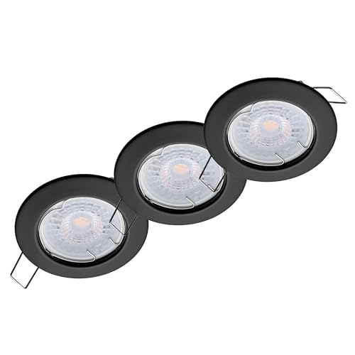 Oktaplex lighting 3er Set LED Einbaustrahler Sedan - mit LED Modul 4,8W 4000K 230V 380lm Neutralweiß 110° - Spot Schwarz Lochmaß 60mm von Oktaplex lighting