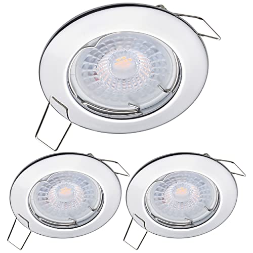 Oktaplex Lighting 3er Set LED Spot Sedan - mit LED Modul 4,8W 4000K 230V 380lm Neutralweiß 110° - Einbaustrahler Chrom Lochmaß 60mm von Oktaplex lighting