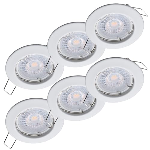 Oktaplex 6er Set LED Spots - 3 Stufen dimmbar - 4,8W 3000K 230V 380lm Warmweiß 110° - Deckenspot Weiß Lochmaß 60mm Deckenstrahler Sedan von Oktaplex lighting