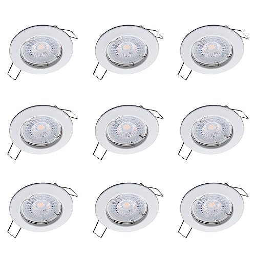 Oktaplex Lighting 9er Set LED Einbaustrahler Sedan - mit LED Modul 4,8W 4000K 230V 380lm Neutralweiß 110° - Spot Weiß Lochmaß 60mm von Oktaplex lighting