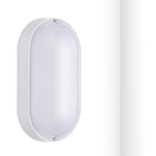 Oktaplex lighting Kellerlampe LED mit Durchgangsverdrahtung 9W 4000K Neutralweiß 800lm IP65 Kellerleuchte Base Oval DV Feuchtraumleuchte Weiß von Oktaplex lighting