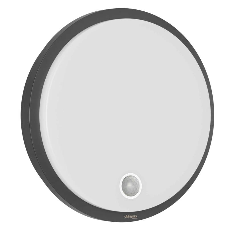 Oktaplex Plato LED Außenlampe mit Bewegungsmelder und Dauerlichtschalter 3000K 1010lm IP65 Anthrazit von Oktaplex lighting