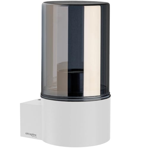 Oktaplex Puno Aluminium Wandleuchte aussen IP44 mit E27 Fassung Außenlampe Rauchglas weiß Außenbeleuchtung 230V von Oktaplex lighting