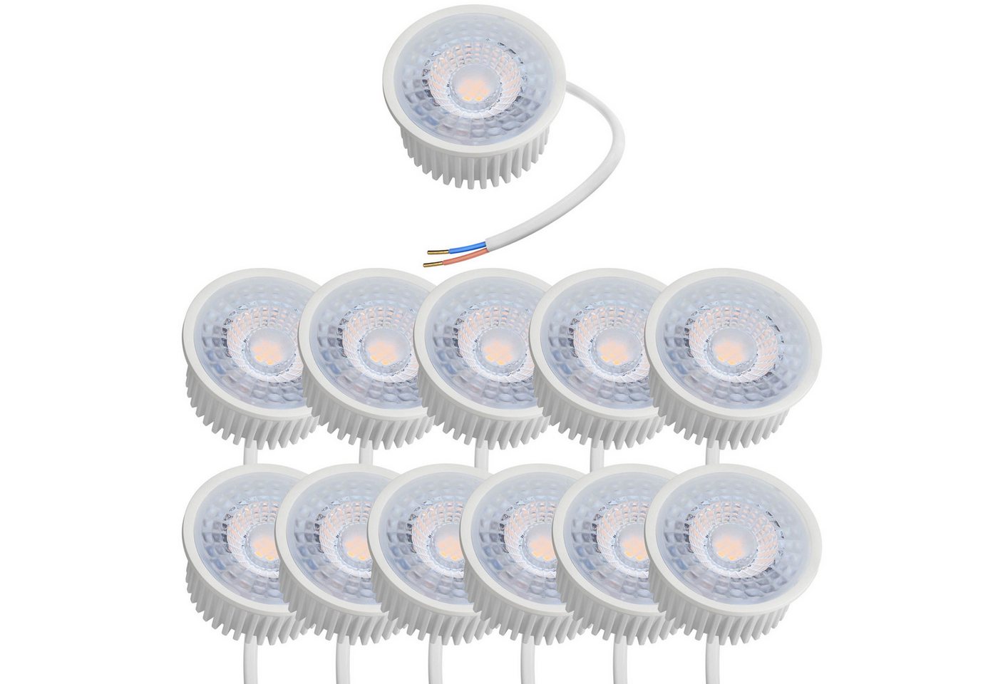 Oktaplex lighting LED-Leuchtmittel 12er Set LED Module dimmbar 50mm GU10 / MR16 geeignet 5W 380 Lumen, 230V, 12 St., warmweiß, 3000K - Einbaustrahler kompatibel von Oktaplex lighting