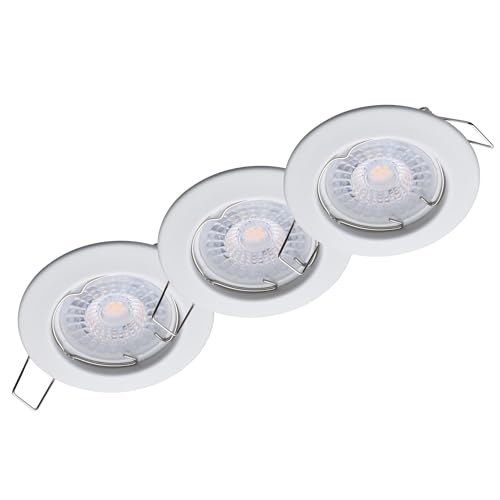 Oktaplex Lighting 3er Set Deckenspot - Stufenlos dimmbar - 5W 3000K 230V 380lm Warmweiß - LED Einbaustrahler Weiß Lochmaß 60mm von Oktaplex lighting