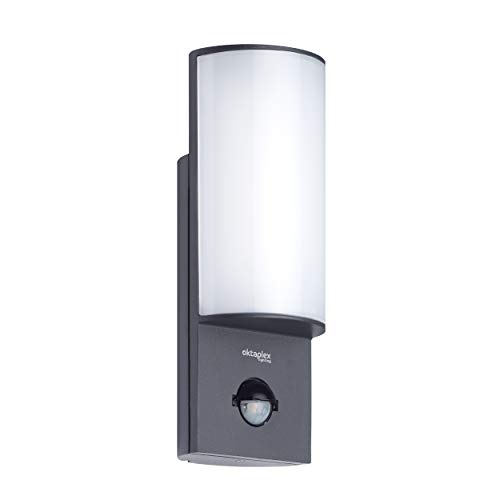 Oktaplex lighting LED Aussenleuchte mit Bewegungsmelder Belo 10W | Alu Außenlampe IP54 anthrazit Wand Außen | Außenwandleuchte Sensor 3000K Warmweiß von Oktaplex lighting
