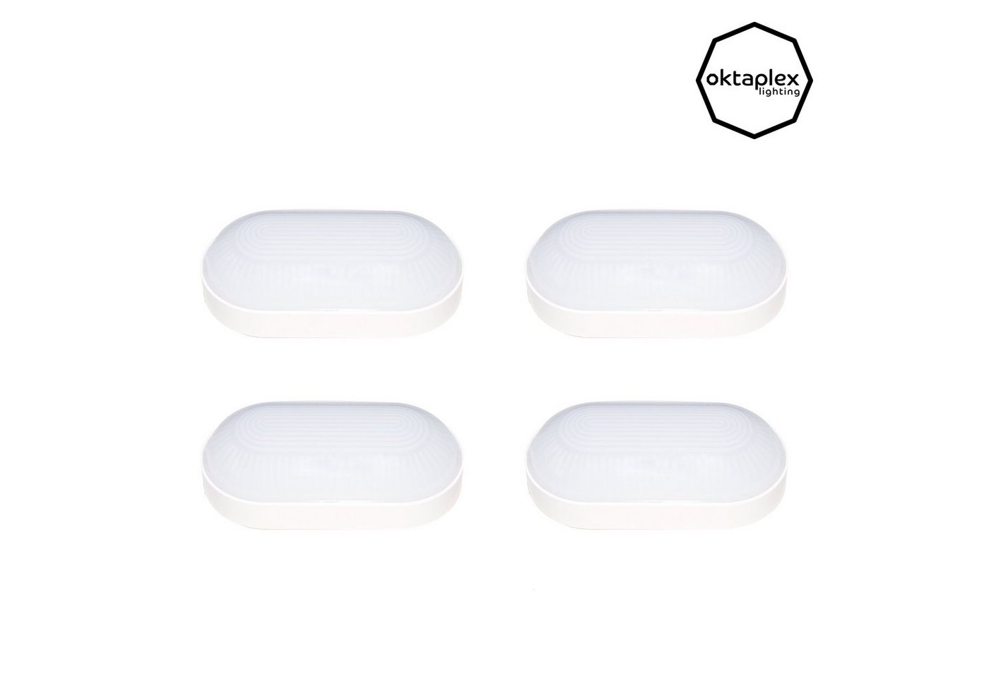 Oktaplex lighting LED Deckenleuchte Base 4er Set IP65, 9W 800lm, LED fest verbaut, Neutralweiß, LED Ovalleuchte weiß Kellerleuchte Kellerlampe Deckenleuchte von Oktaplex lighting