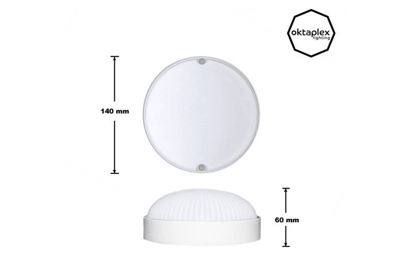 Oktaplex lighting LED Deckenleuchte Base Mini IP65, 9W 800lm, LED fest verbaut, Neutralweiß 4000K, LED Rundleuchte Deckenleuchte Kellerleuchte weiß Kellerlampe von Oktaplex lighting