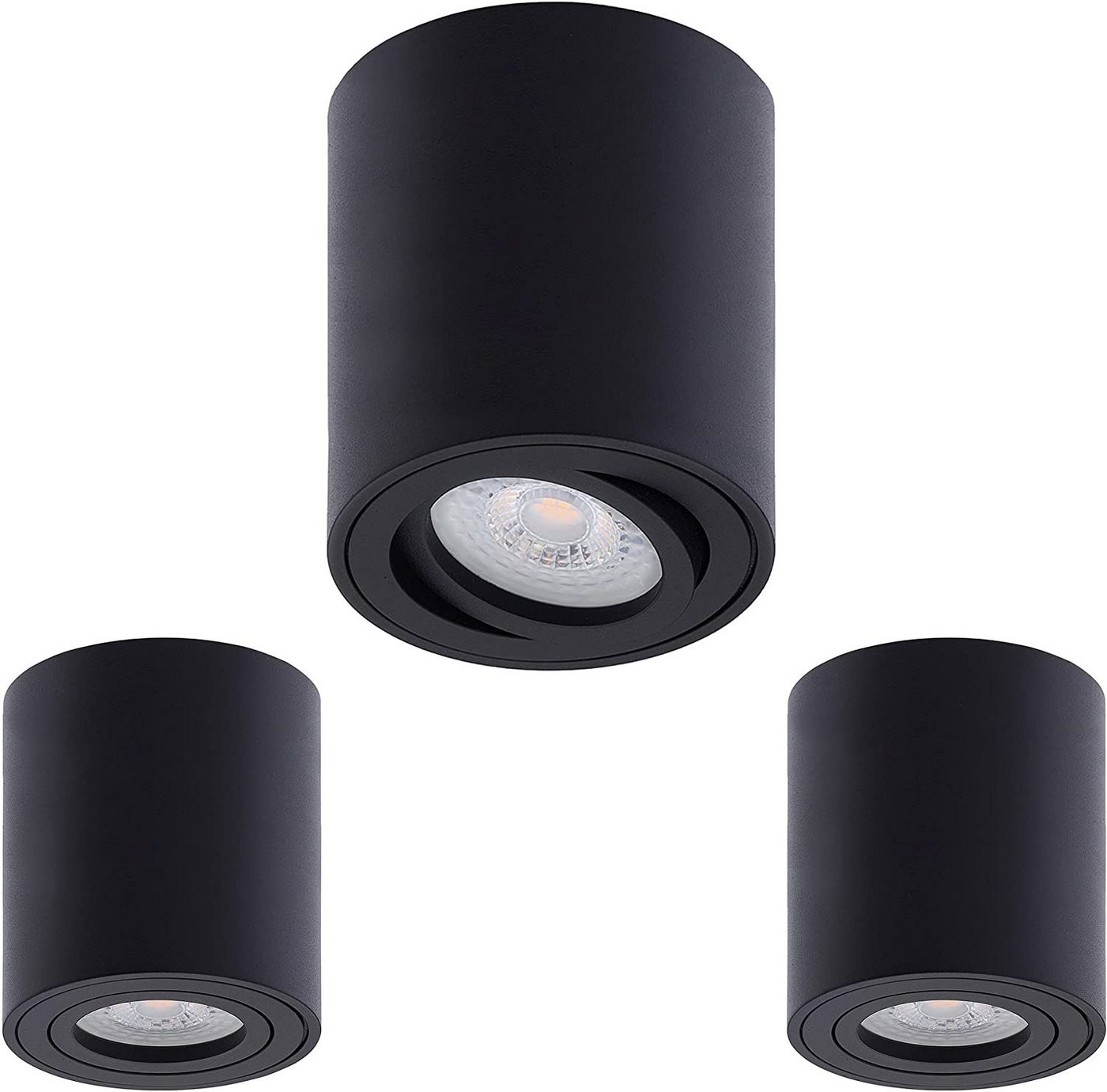 Oktaplex lighting LED Deckenstrahler 3 Stück Aufbauspots inkl. LED Leuchtmittel 5W 380 Lumen, Dimmbar, Leuchtmittel wechselbar, warmweiß, 3000 Kelvin 230V 30° schwenkbar Höhe 80mm schwarz Oktaplex lighting LED Deckenstrahler 3 Stück Aufbauspots inkl. LED Leuchtmittel 5W 380 Lumen, Dimmbar, Leuchtmittel wechselbar, warmweiß, 3000 Kelvin 230V 30° schwenkbar Höhe 80mm schwarz von Oktaplex lighting