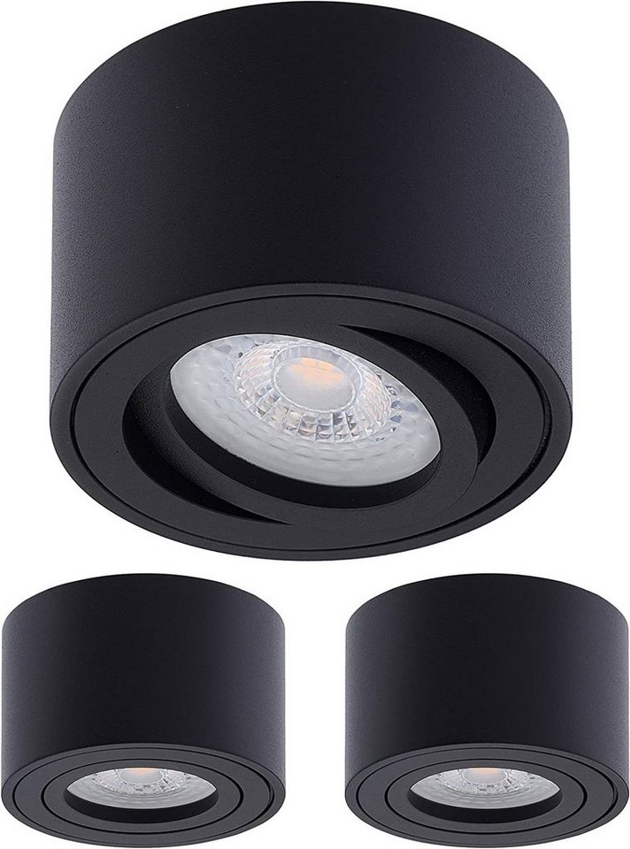 Oktaplex lighting LED Deckenstrahler 3 Stück Set Aufbauspots inkl. LED Module 4,8W 380 Lumen, schwenkbar, Leuchtmittel wechselbar, warmweiß, 3000 Kelvin 230V Höhe 50mm schwarz Oktaplex lighting LED Deckenstrahler 3 Stück Set Aufbauspots inkl. LED Module 4,8W 380 Lumen, schwenkbar, Leuchtmittel wechselbar, warmweiß, 3000 Kelvin 230V Höhe 50mm schwarz von Oktaplex lighting
