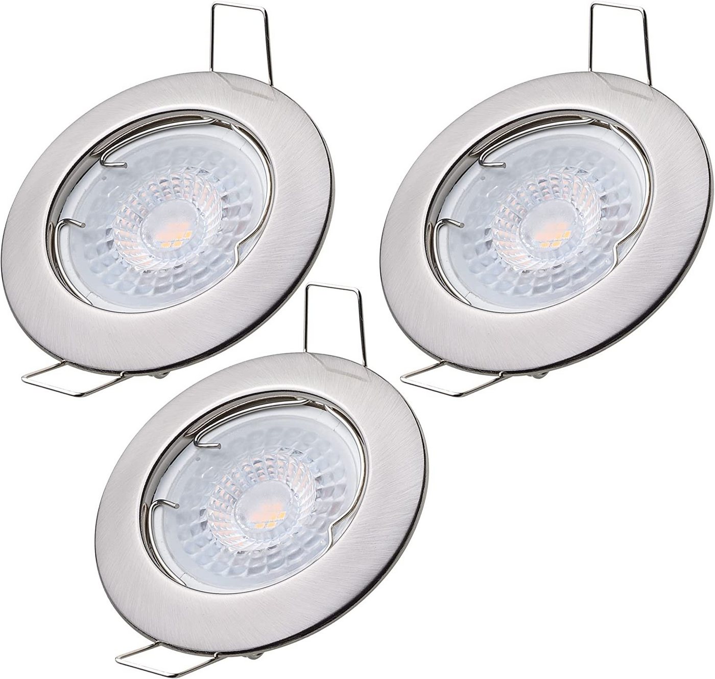 Oktaplex lighting LED Einbaustrahler 3er Set LED Deckenstrahler flach inkl. LED Module 5W 380 Lumen, Dimmbar, Leuchtmittel wechselbar, warmweiß, 3000 Kelvin 230V silber Oktaplex lighting LED Einbaustrahler 3er Set LED Deckenstrahler flach inkl. LED Module 5W 380 Lumen, Dimmbar, Leuchtmittel wechselbar, warmweiß, 3000 Kelvin 230V silber von Oktaplex lighting