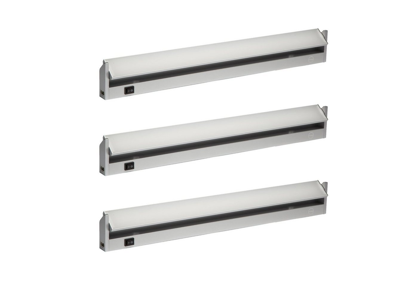 Oktaplex lighting LED Unterbauleuchte Rota 3er Set 10W 58cm 230V Unterschrankleuchte LED, schwenkbar, LED fest verbaut, Neutralweiß, 4000K Küche Lichtleiste Aluminium mit Schalter von Oktaplex lighting