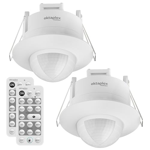 Oktaplex 2er Set Sam Einbau Bewegungsmelder 360° inkl. Fernbedienung Infrarot Bewegungssensor 230V Anwesenheitssensor Unterputz Innen weiß Oktaplex 2er Set Sam Einbau Bewegungsmelder 360° inkl. Fernbedienung Infrarot Bewegungssensor 230V Anwesenheitssensor Unterputz Innen weiß von Oktaplex motion