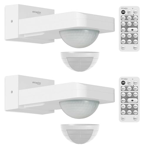 Oktaplex 2er Set Tea schwenkbarer Bewegungsmelder Außen 360 Grad inkl. Fernbedienung Bewegungssensor IP65 9m Reichweite 230V Bewegungssensor Weiss Oktaplex 2er Set Tea schwenkbarer Bewegungsmelder Außen 360 Grad inkl. Fernbedienung Bewegungssensor IP65 9m Reichweite 230V Bewegungssensor Weiss von Oktaplex motion