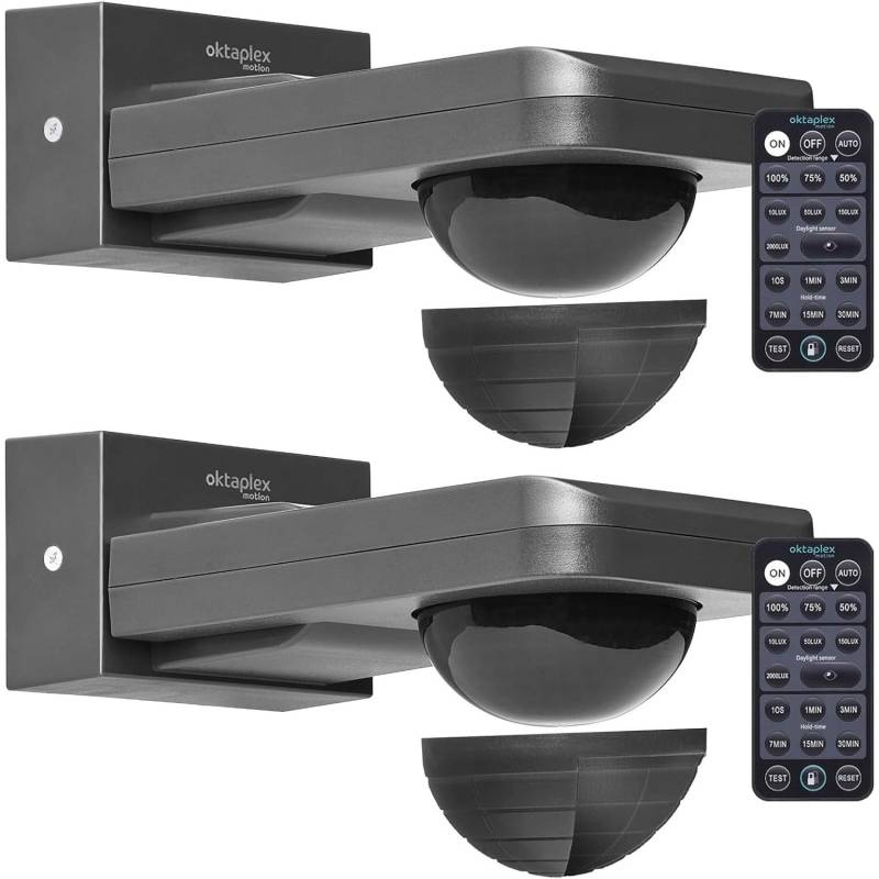 Oktaplex 360° Bewegungsmelder Tea 2er Set mit Fernbedienung Außen Anthrazit 230V von Oktaplex motion