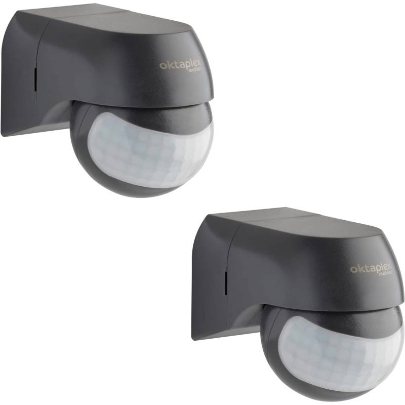 Oktaplex Ana Bewegungsmelder 2er Set IP44 180° 12m Anthrazit 230V von Oktaplex motion