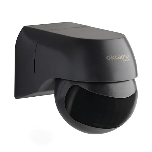 Oktaplex Ana Infrarot Bewegungsmelder Aussen schwenkbar IP44 180° Bewegungssensor Aufputz 10m Reichweite anthrazit Motion Sensor 230V schwarz von Oktaplex motion