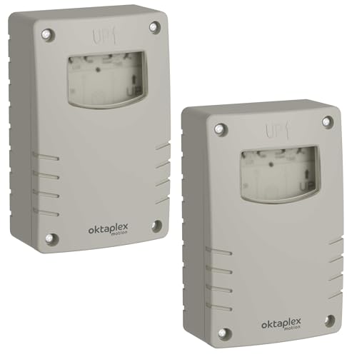Oktaplex Bela 2er Set Dämmerungsschalter Aussen mit Ausschalttimer IP65 230V grau-weiß einstellbarer Dämmerungssensor von Oktaplex motion