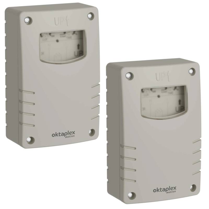 Oktaplex Bela Dämmerungsschalter Außen mit Außschalttimer 2er Set IP65 230V Grau-Weiß von Oktaplex motion