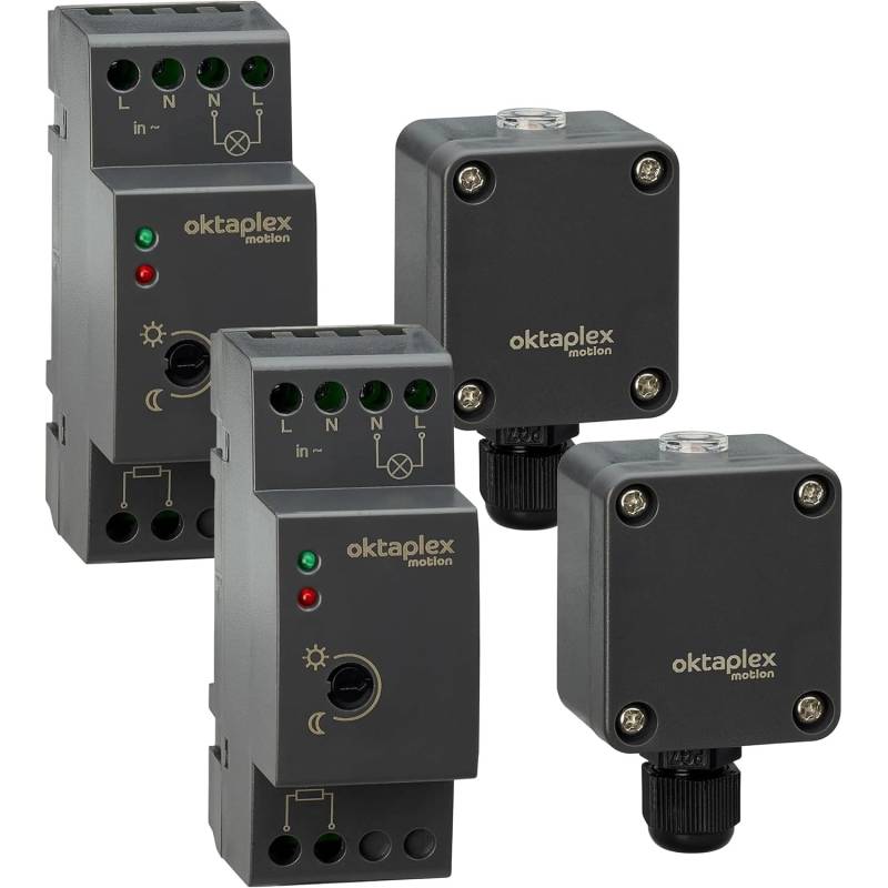 Oktaplex Edi 230V Dämmerungsschalter 2er Set für Hutschiene mit Externen Sensor von Oktaplex motion