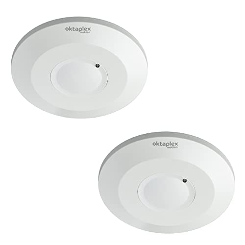 Oktaplex Ida 2er Set Decken-Bewegungsmelder flach 360° Hochfrequenz-Sensor 2-16m Reichweite 230V Präsenzmelder weiß mit Dämmerungssensor Oktaplex Ida 2er Set Decken-Bewegungsmelder flach 360° Hochfrequenz-Sensor 2-16m Reichweite 230V Präsenzmelder weiß mit Dämmerungssensor von Oktaplex motion