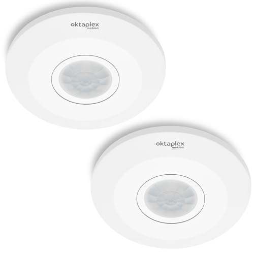 Oktaplex Ina 2er Set Bewegungsmelder Innen 360 Grad 8m Reichweite PIR-Sensor Deckenmontage LED geeignet weiß Aufputz 230V Oktaplex Ina 2er Set Bewegungsmelder Innen 360 Grad 8m Reichweite PIR-Sensor Deckenmontage LED geeignet weiß Aufputz 230V von Oktaplex motion