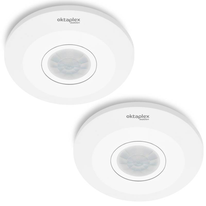 Oktaplex Ina Innen Bewegungsmelder 2er Set 360° PIR-Sensor 8m Flaches Design 230V Weiß von Oktaplex motion