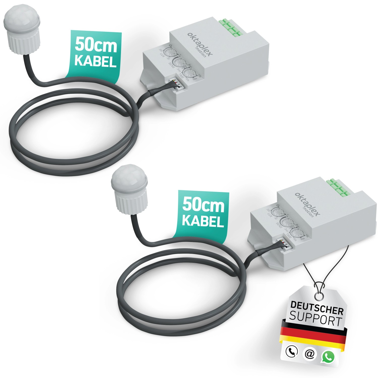 Oktaplex Jana 360 Grad Einbau Bewegungssensor 2er Set 50cm Kabel Bewegungsmelder IP65/20 Weiß 230V Oktaplex Jana 360 Grad Einbau Bewegungssensor 2er Set 50cm Kabel Bewegungsmelder IP65/20 Weiß 230V von Oktaplex motion