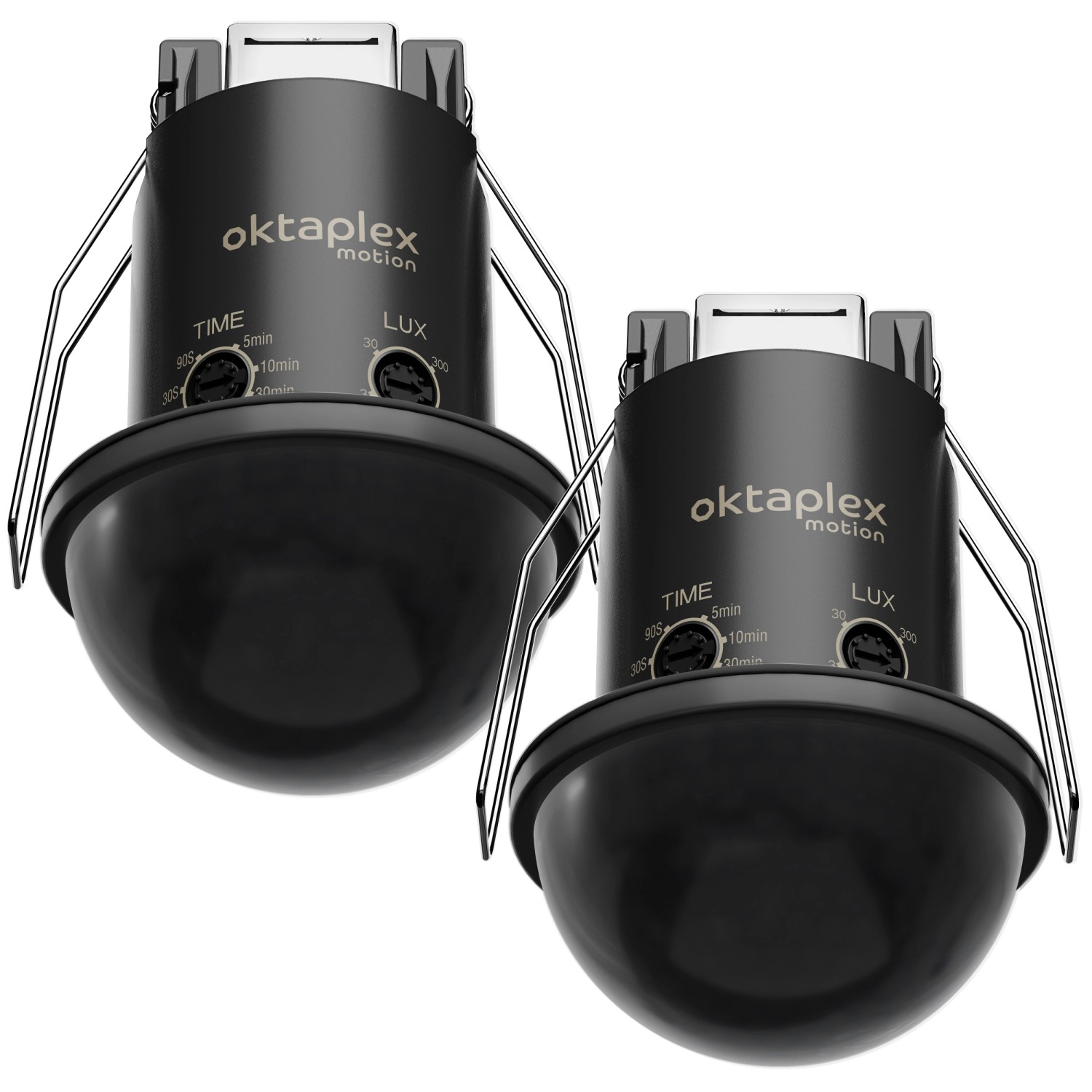 Oktaplex Kim Einbau Deckenbewegungsmelder 360 Grad 2er Set IP54 PIR-Sensor 8m Schwarz von Oktaplex motion