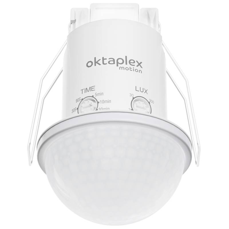 Oktaplex Kim Einbau Deckenbewegungsmelder 360 Grad IP54 PIR-Sensor 10m Weiß von Oktaplex motion