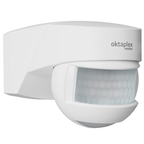 Oktaplex Lea Bewegungsmelder Aussen IP54 Infrarot-Sensor 180° 12m Wand- Decken- Eckmontage 230V Aufputz weiß LED geeignet mit Dämmerungssensor von Oktaplex motion