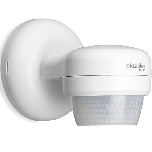 Oktaplex Mia Bewegungsmelder Aussen 360 Grad schwenkbar IP65 Aufputz Bewegungssensor 10m Reichweite 230V weiß von Oktaplex motion