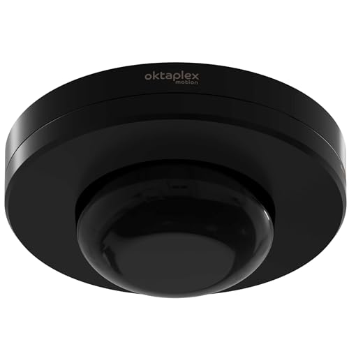 Oktaplex Pia Bewegungsmelder Aussen & Innenbereich 360 Grad Infrarot Präsenzmelder IP65 230V Aufputz PIR-Bewegungssensor schwarz von Oktaplex motion