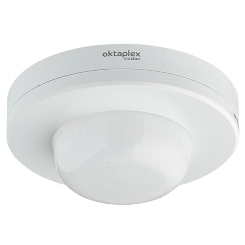 Oktaplex Pia Präsenzmelder Aussen & Innenbereich 360° Infrarot Bewegungsmelder IP65 230V Aufputz Bewegungssensor weiß von Oktaplex motion