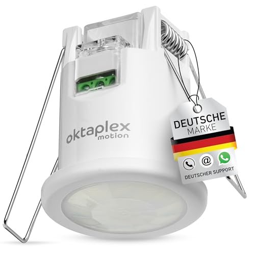 Oktaplex Ron Einbau-Bewegungsmelder Innen flach 360 Grad / 8m Infrarot Sensor Deckenbewegungsmelder 3-Draht 230V LED geeignet von Oktaplex motion