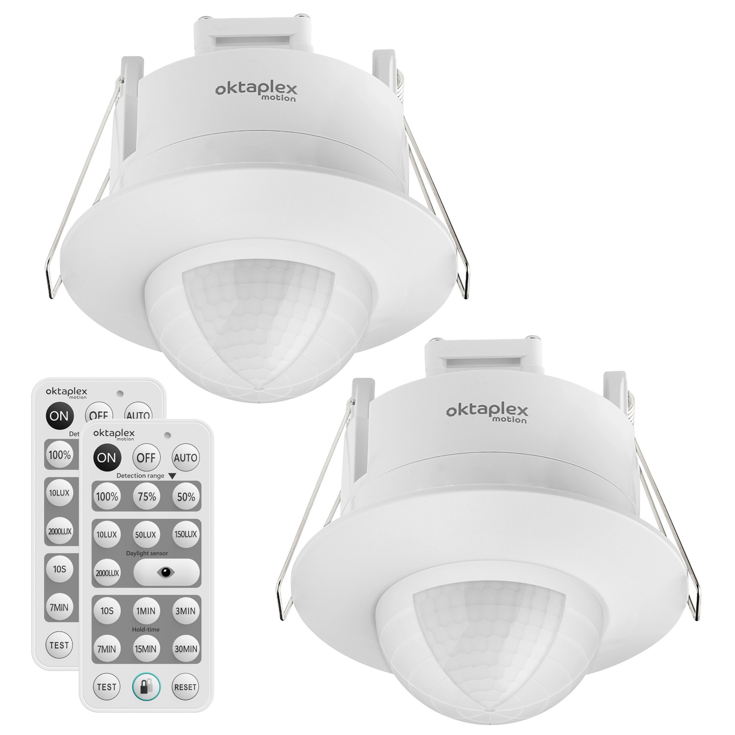 Oktaplex Sam Bewegungsmelder 360° mit Fernbedienung 2er Set PIR Sensor Unterputz Weiß Oktaplex Sam Bewegungsmelder 360° mit Fernbedienung 2er Set PIR Sensor Unterputz Weiß von Oktaplex motion