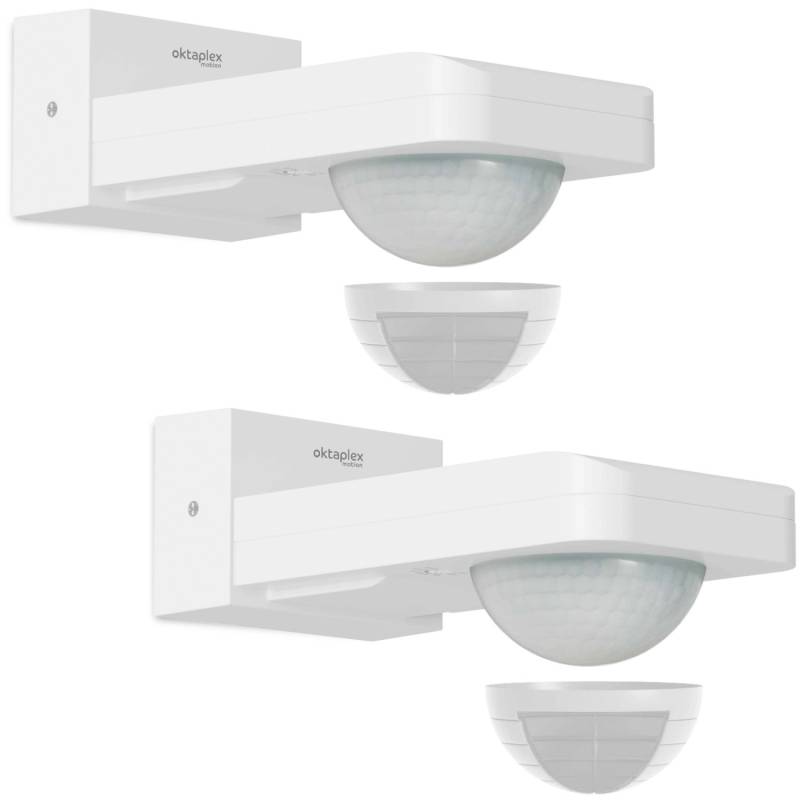 Oktaplex Tea Bewegungsmelder 2er Set 360 Grad 9m Außen Schwenkbar Weiß IP65 von Oktaplex motion