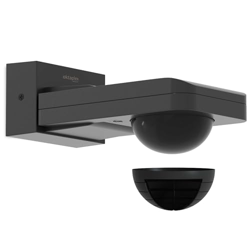 Oktaplex Tea Bewegungsmelder Aussen 360 Grad anthrazit schwenkbar IP65 Infrarot Bewegungssensor 9m Reichweite 230V Outdoor Aufputz von Oktaplex motion